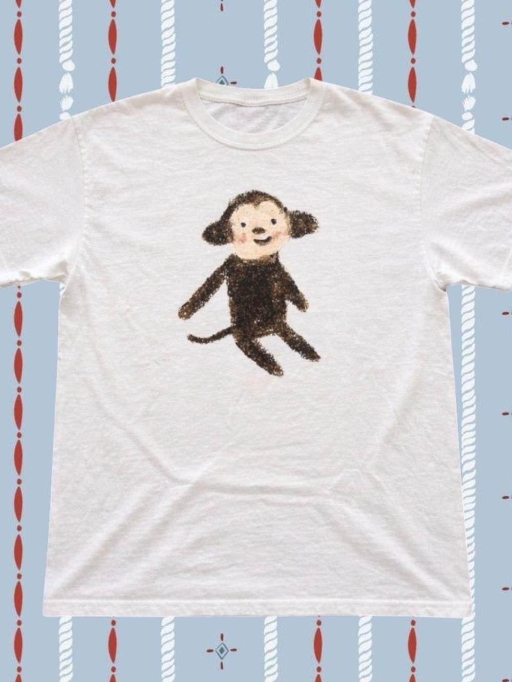Gildan White Short Sleeve Tee with Brown Monkey Graphic